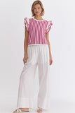 Ruffle + Stripes Knit Top {Hot Pink}