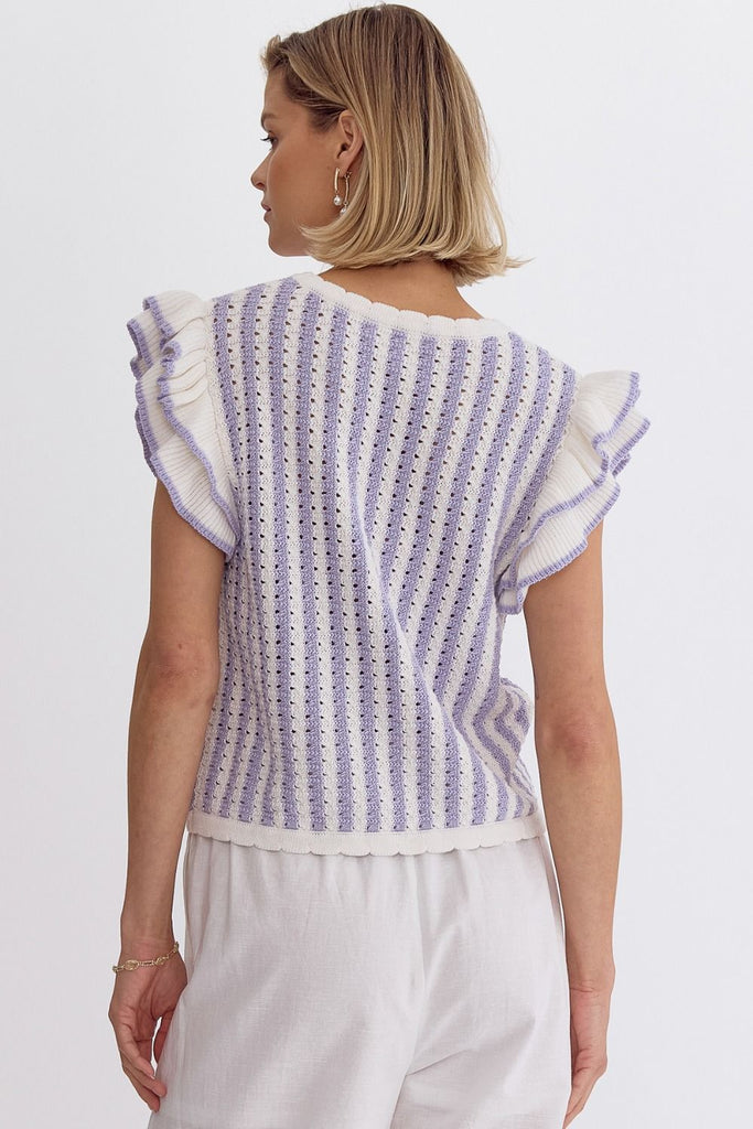 Ruffle + Stripes Knit Top {Lavender}