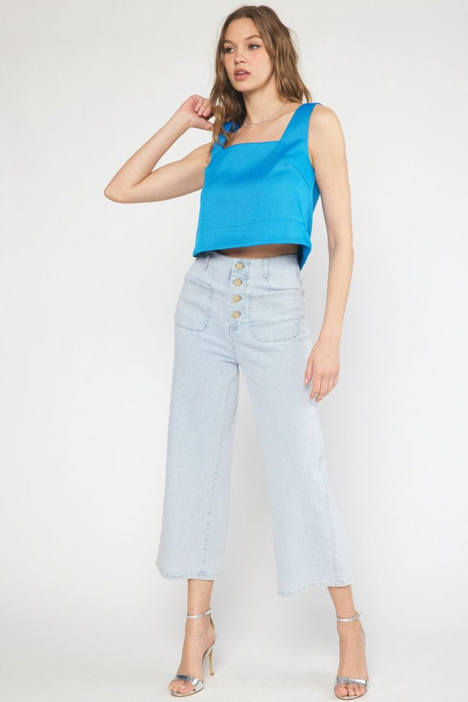 Sunny Days Cropped Tank Top {Turquoise}