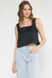 Sunny Days Cropped Tank Top {Black}