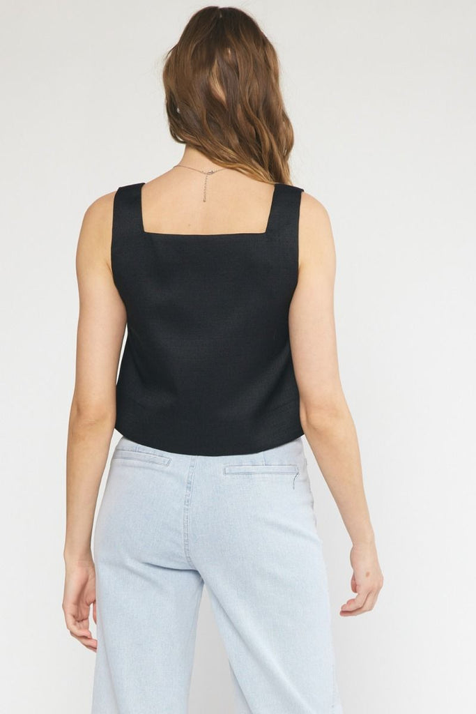 Sunny Days Cropped Tank Top {Black}