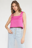 Sunny Days Cropped Tank Top {Magenta}