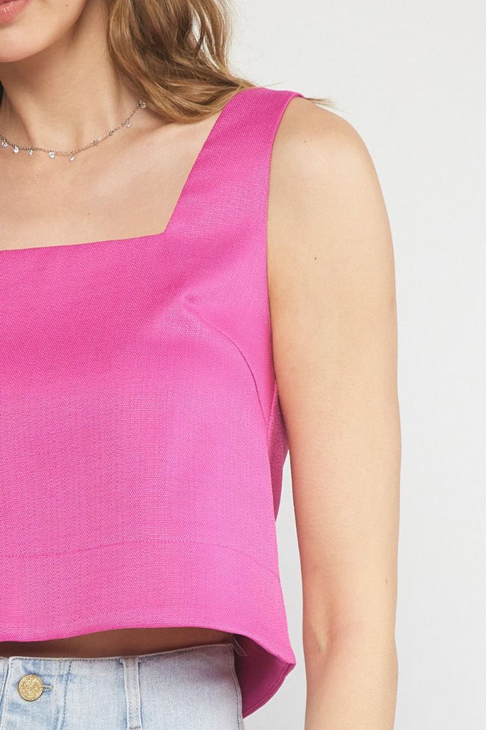 Sunny Days Cropped Tank Top {Magenta}