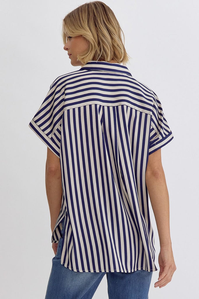 Surely Stripes Blouse {Navy}