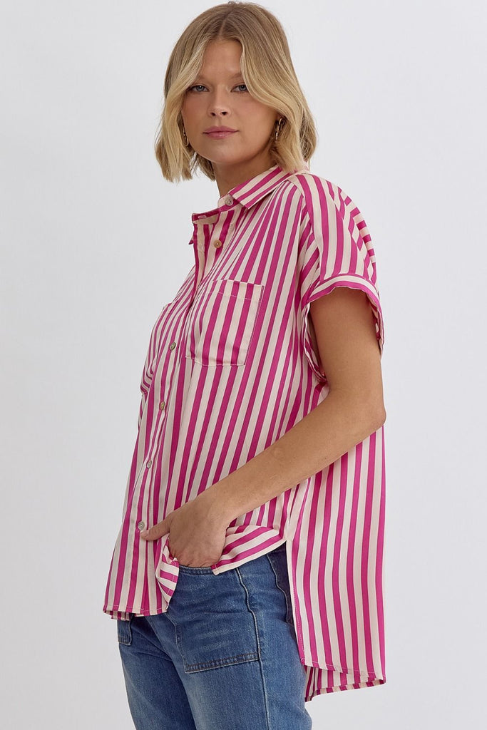 Surely Stripes Blouse {Pink}