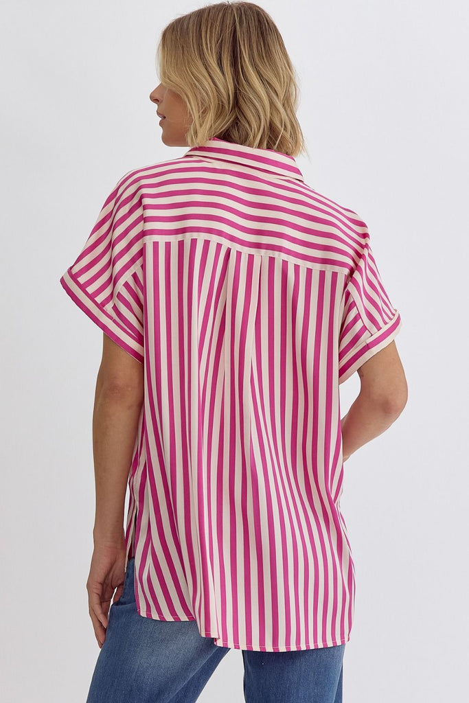 Surely Stripes Blouse {Pink}