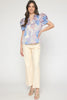 Floral Embossed Blouse {Blue Mix}