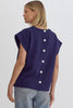Ribbed + Button Back Top {Navy}