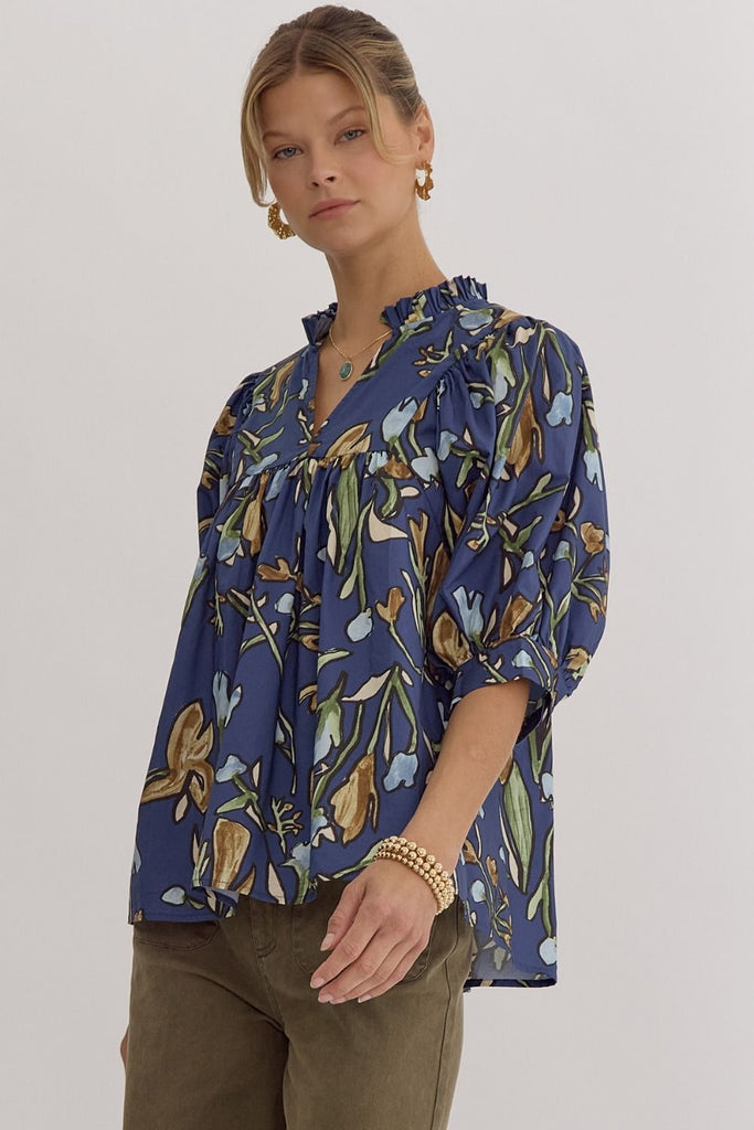 Autumn Florals Blouse {Midnight}