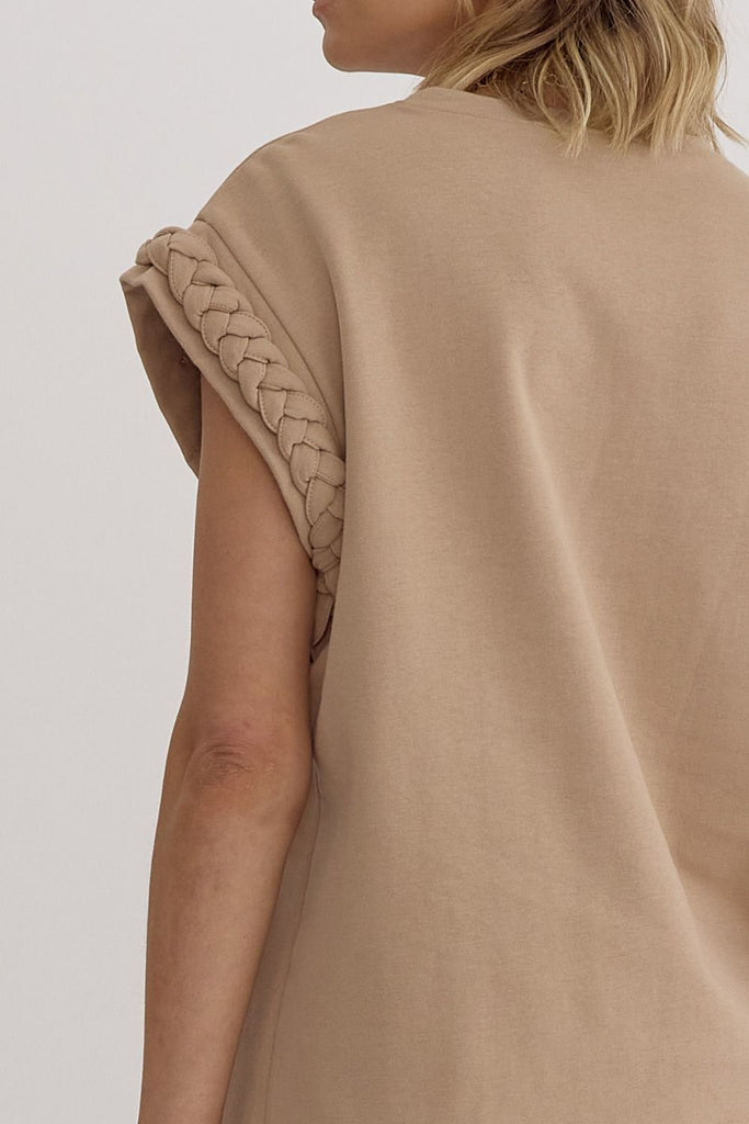 Braided Details Top {Taupe}