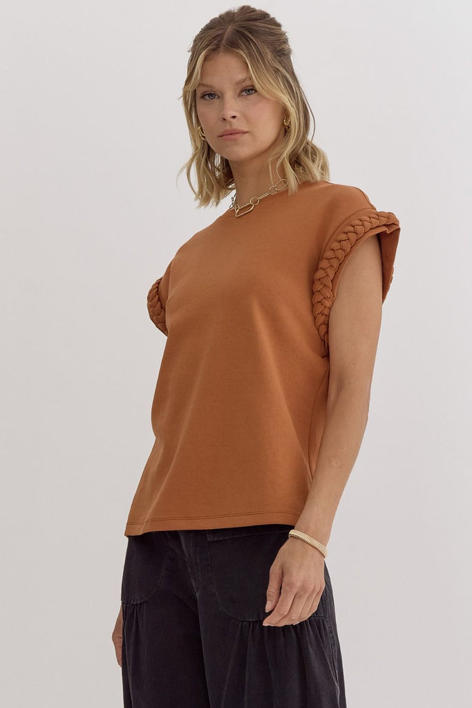 Braided Details Top {Camel}