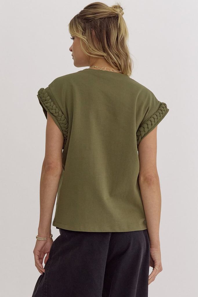 Braided Details Top {Olive}