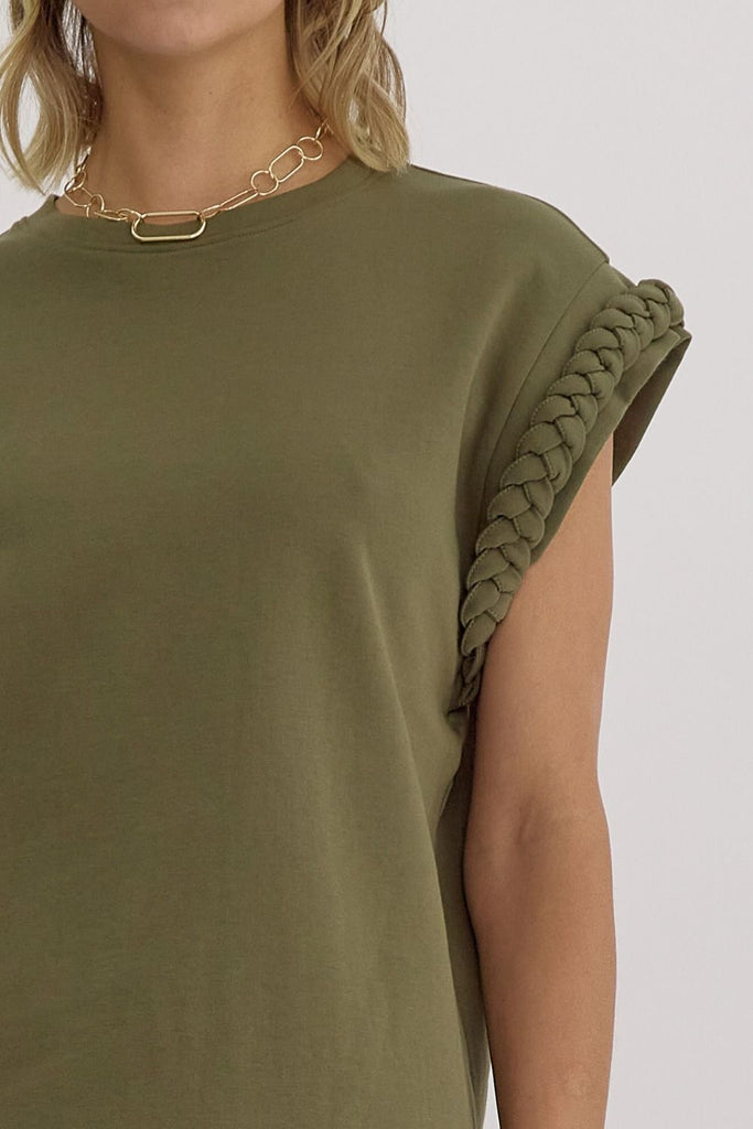 Braided Details Top {Olive}