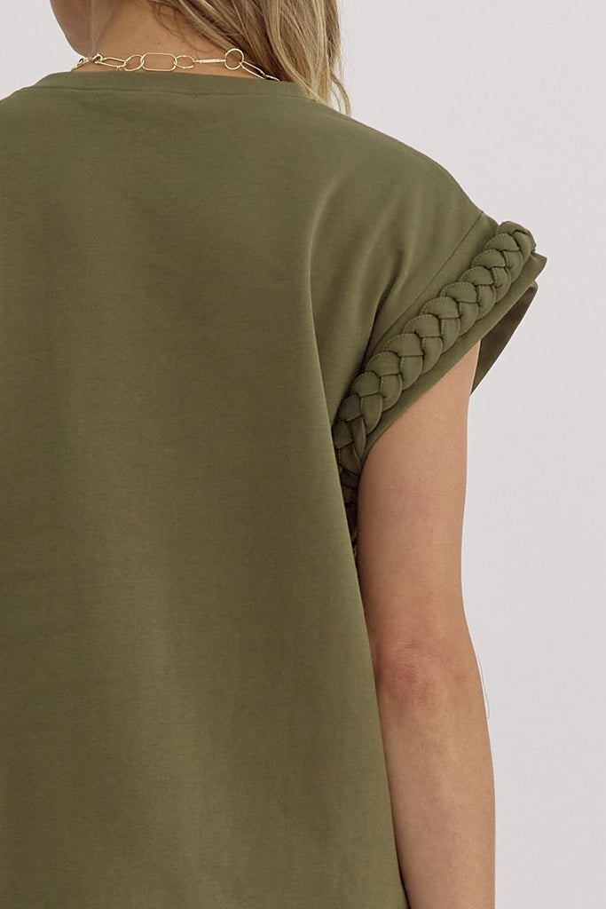 Braided Details Top {Olive}