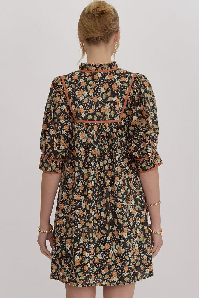 Ditsy Fall Floral Dress {Black}