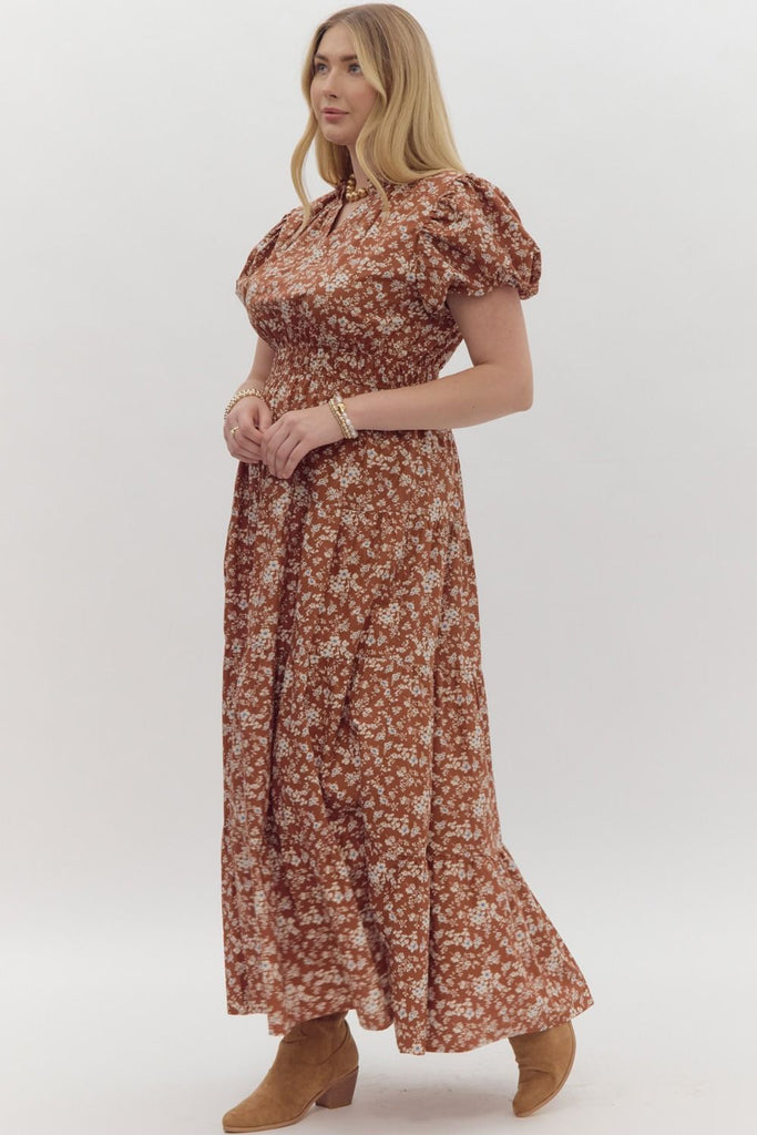 Golden Fields Midi Dress {Chestnut}