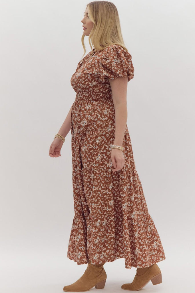 Golden Fields Midi Dress {Chestnut}