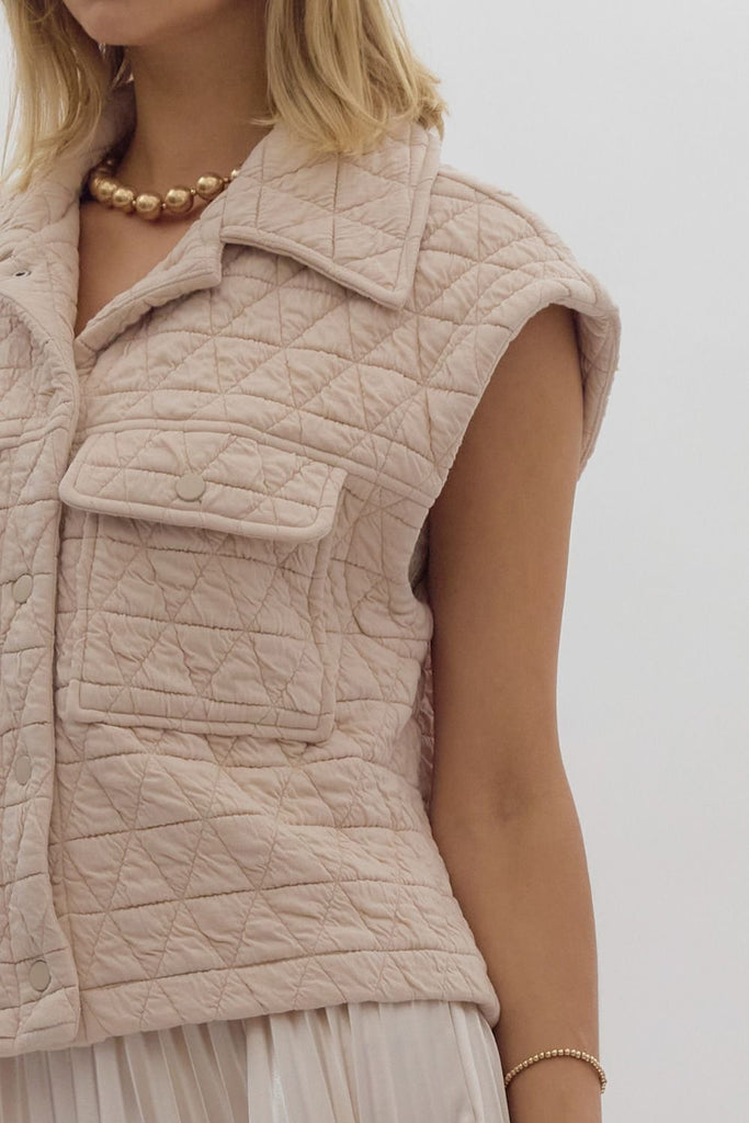 Quilted Lightweight Vest {Ecru}