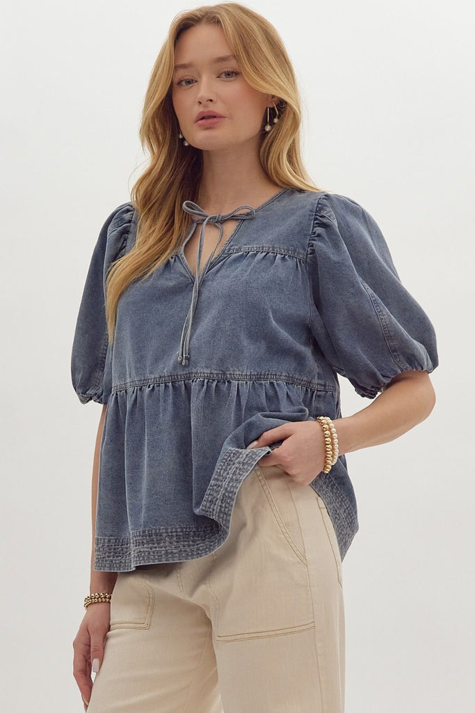 Layered Denim Blouse