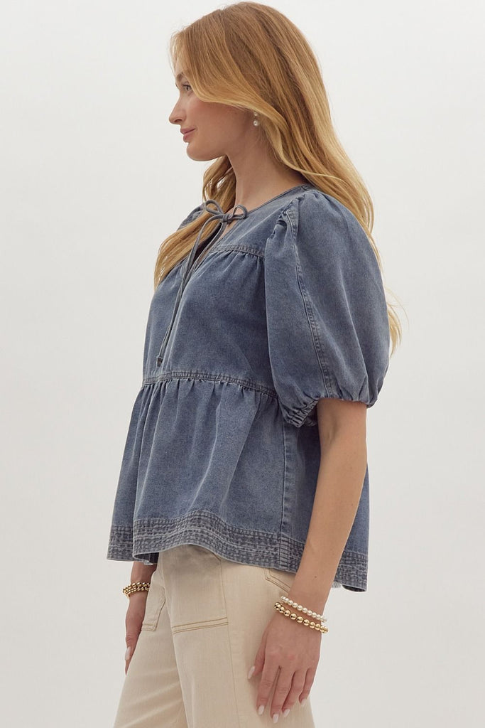 Layered Denim Blouse