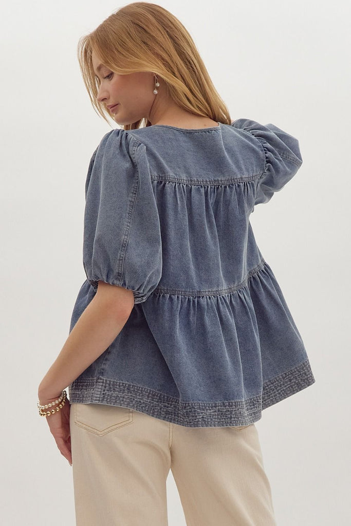 Layered Denim Blouse