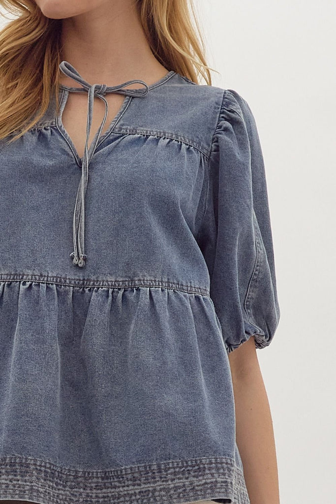 Layered Denim Blouse