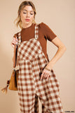 Retro Plaid Overall Jumpersuit {Camel Mix}