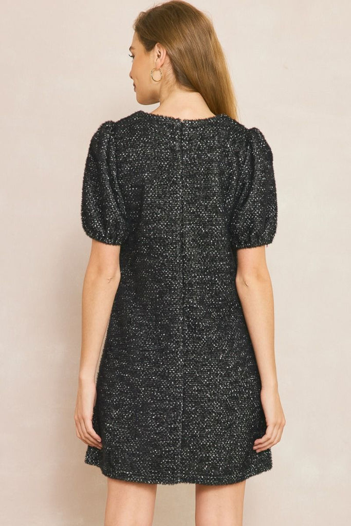 Metallic Fleck Sweater Dress {Black}