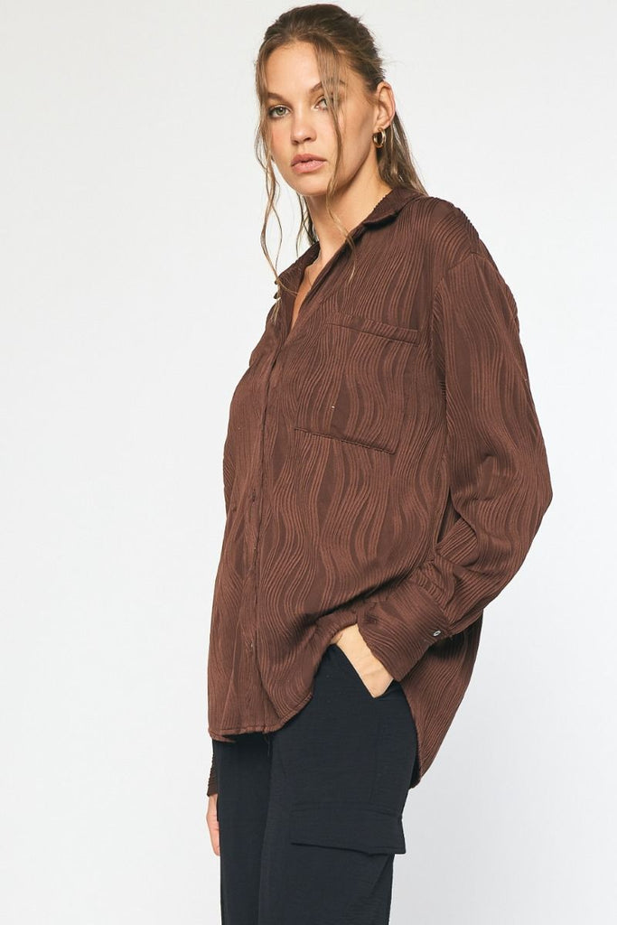 Texture Button Down Top {Chocolate}