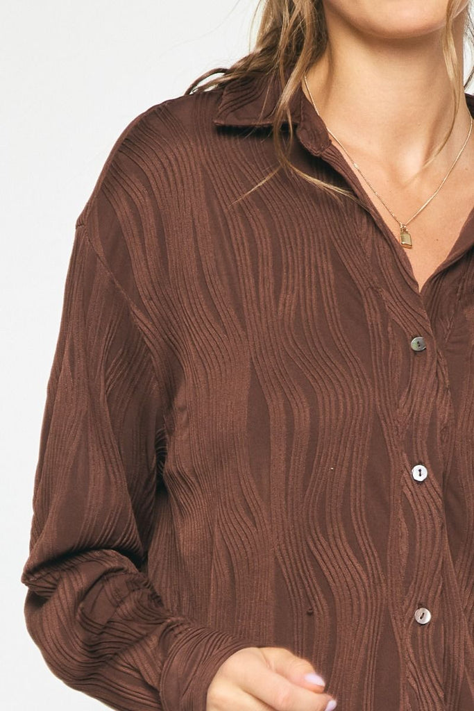 Texture Button Down Top {Chocolate}