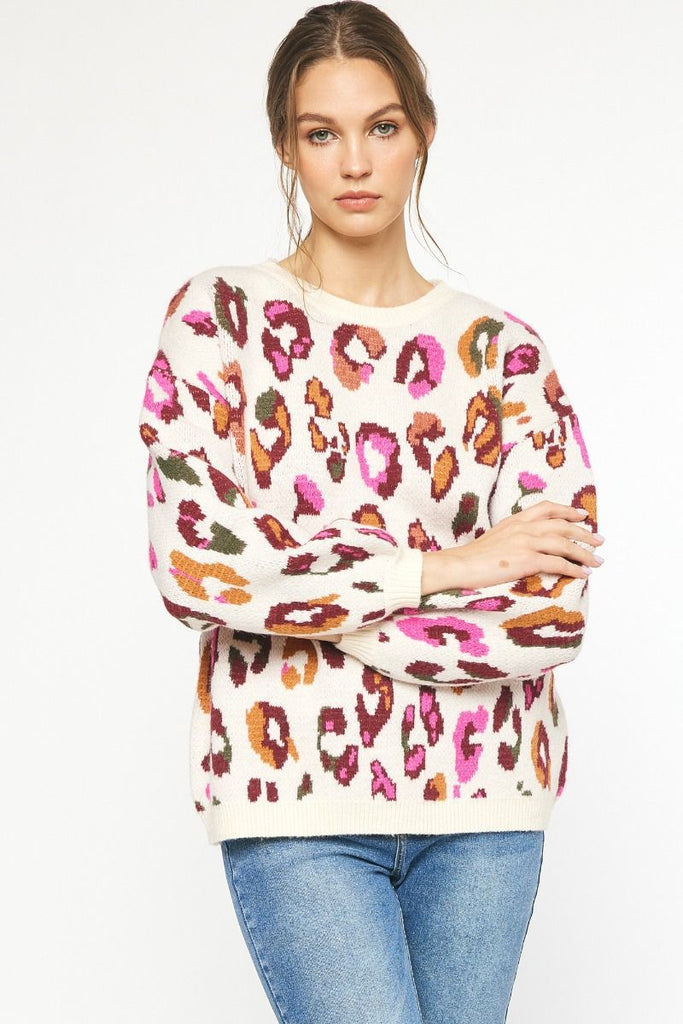 Bright Spots Animal Print Sweater {Cream Mix}