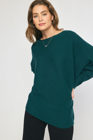 Puff Sleeve Knit Sweater {Dk. Green}