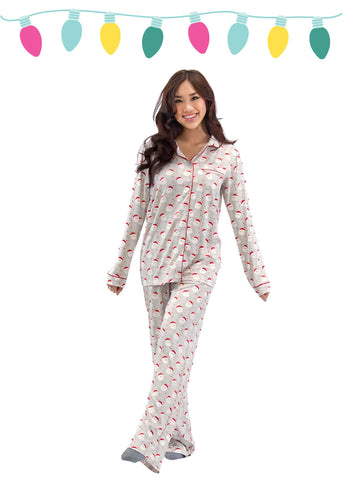 Christmas Bulbs Pajama Shorts {White/Pink Mix}