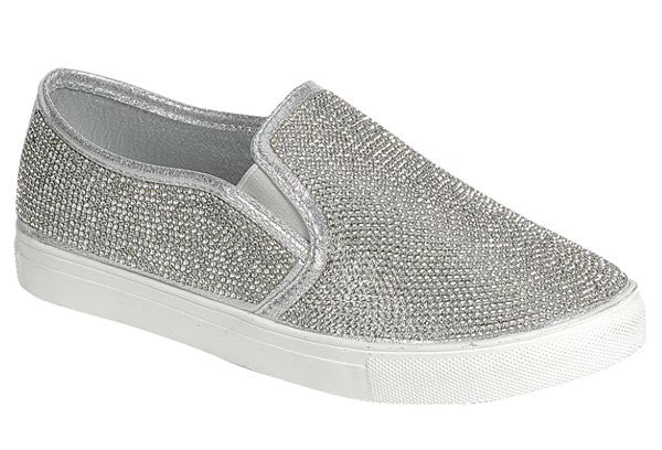 Silver & Clear Rhinestone Sparkle Sneakers {Womens}
