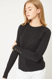 Button Cuff Lightweight Sweater {Black}