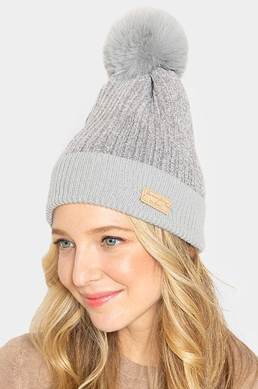 Chenille Solid Pom Pom Beanie {Multiple Colors}