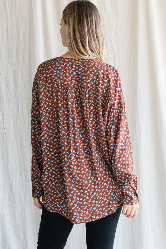 Spotted Button Up Blouse {Choco}