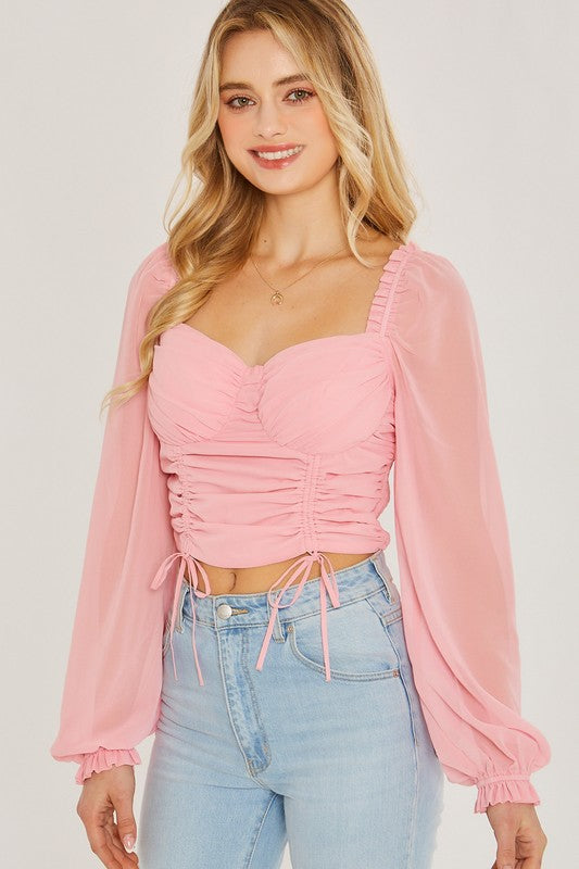 Cinched Heart Blouse {Pink}