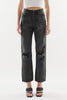 Kay Cropped + Distressed Button Fly Jeans {Dk Grey}