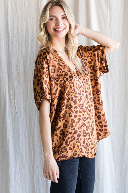Serendipity Leopard Blouse {Taupe}