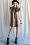 Metallic Faux Leather Leopard Dress