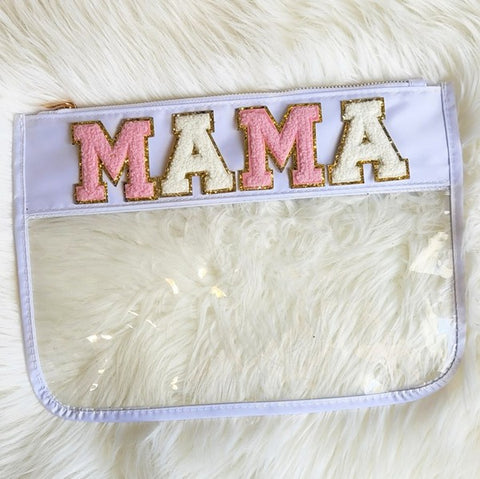 GLAM Chenille Patch Clear Pouch