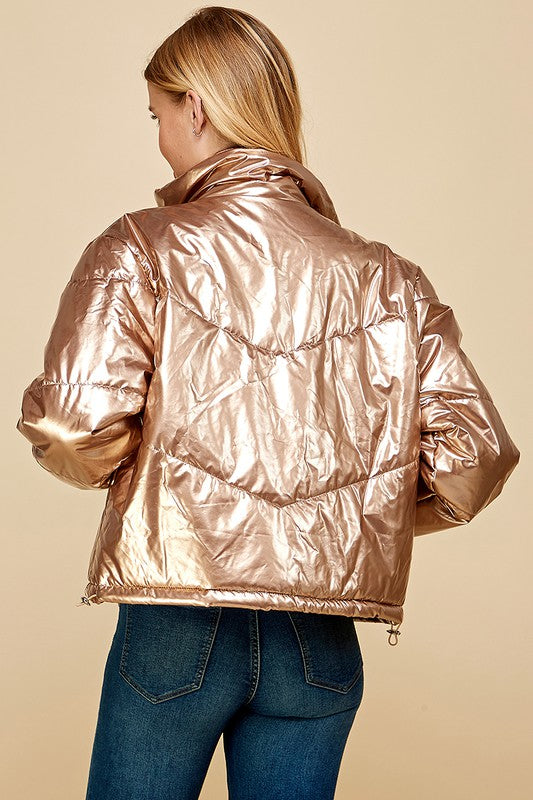 Gold Mine Puffer Jacket {Metallic Gold}