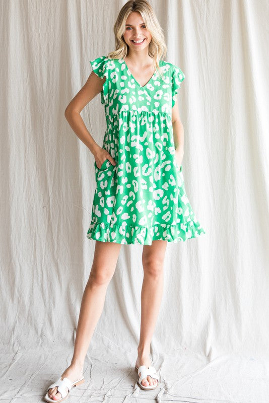Bright Animal Print Dress {Green}