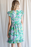 Gardenia Florals Dress {Green}