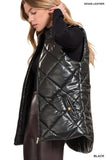 Vegan Leather Puffer Vest {Black}