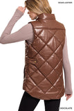 Vegan Leather Puffer Vest {Chocolate}