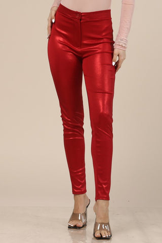 Metallic Smocked Waist Shorts {Red}