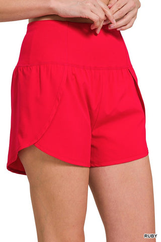 Smocked Waist Running Shorts {Neon Coral Fuchsia}