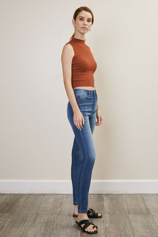 Zen Solid H/R Skinny Jeans {Med. Wash}